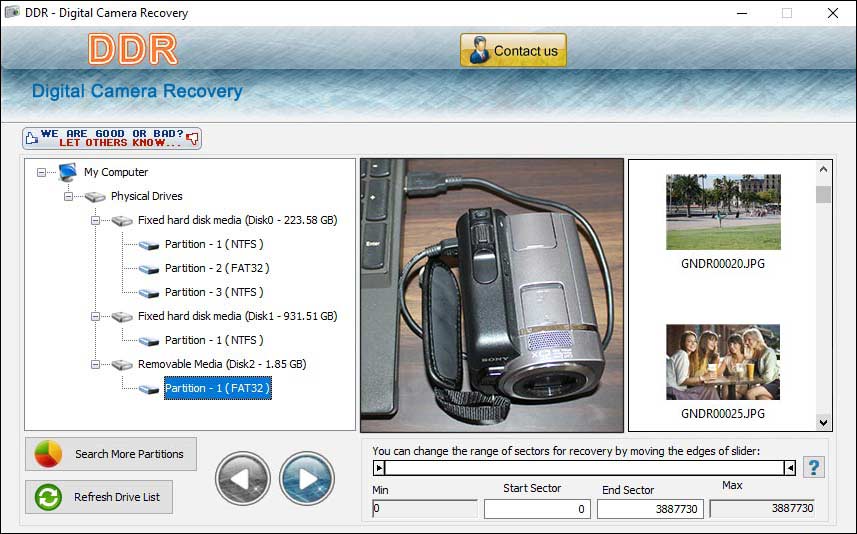 Screenshot of Camera Card Recovery