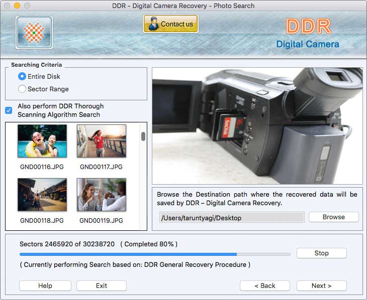 Screenshot of Mac Camera Recovery