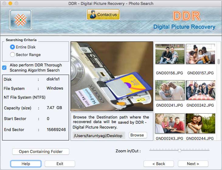 Screenshot of Mac Card Picture Recovery