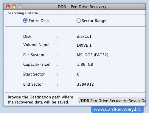 Screenshot of Mac Pen Drive Recovery