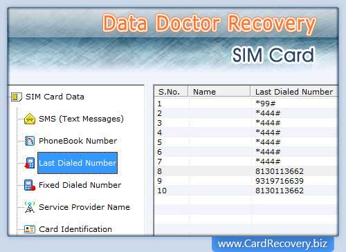SIM Card Software screenshot
