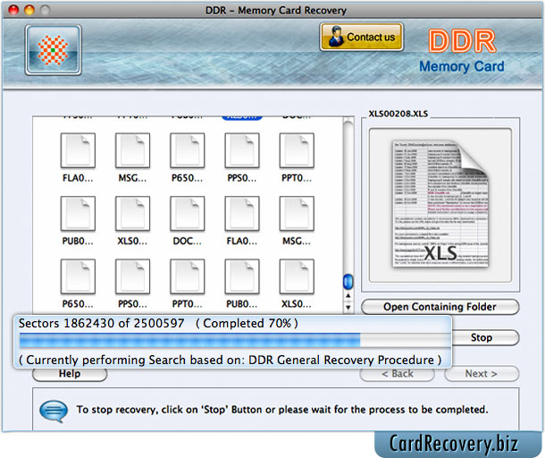 Memory card data restoration program