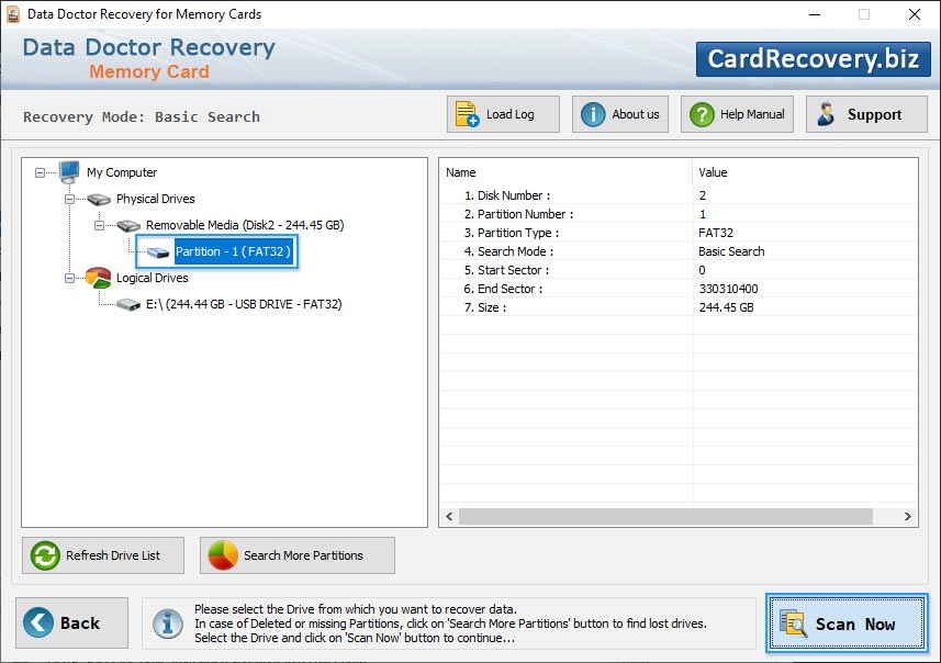 Memory card recovery