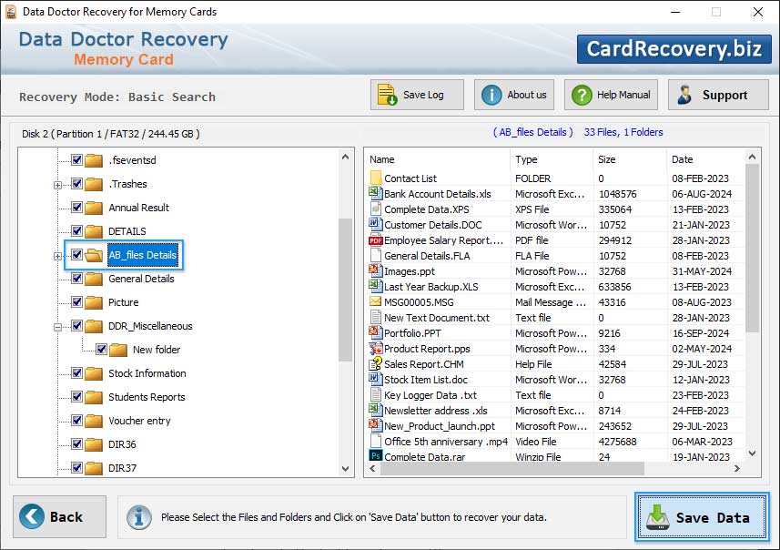 Memory card recovery
