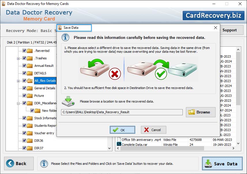 Memory card recovery
