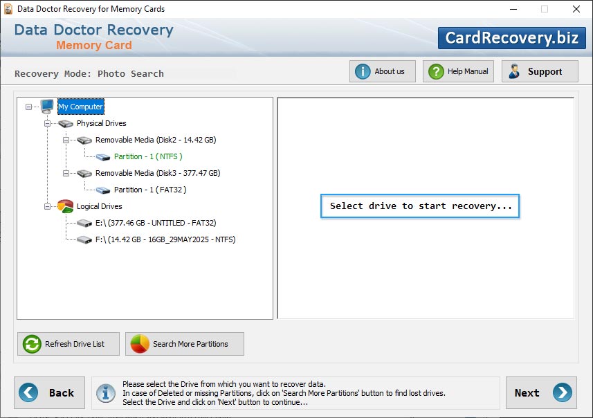 Memory card recovery