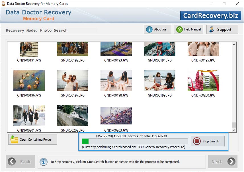 Memory card recovery