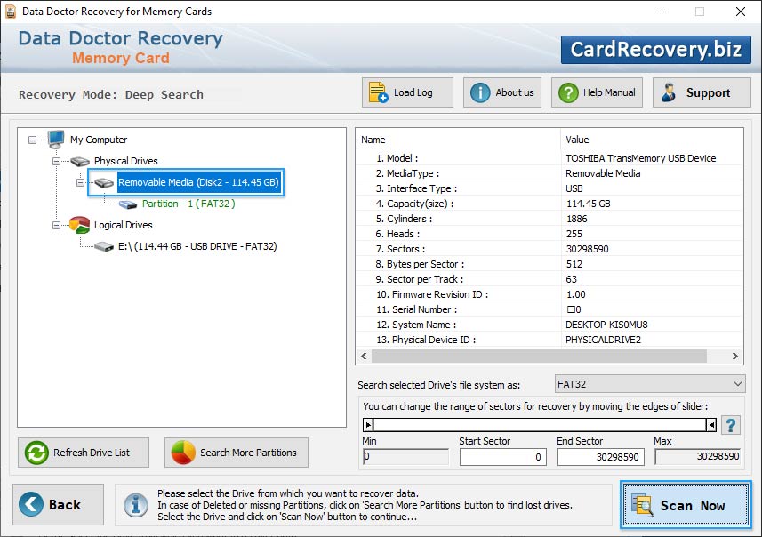 Memory card recovery