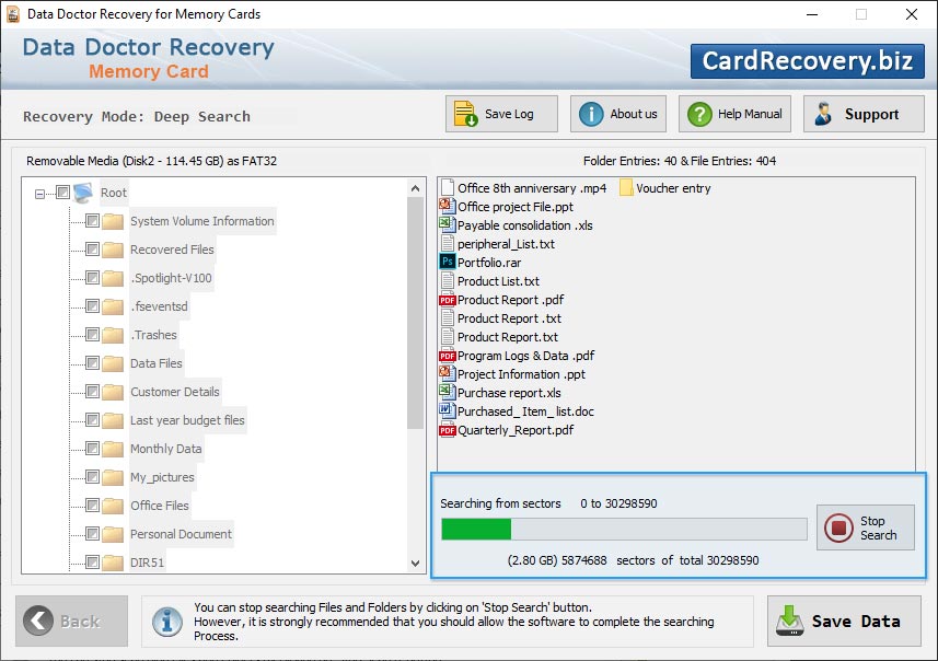 Memory card recovery