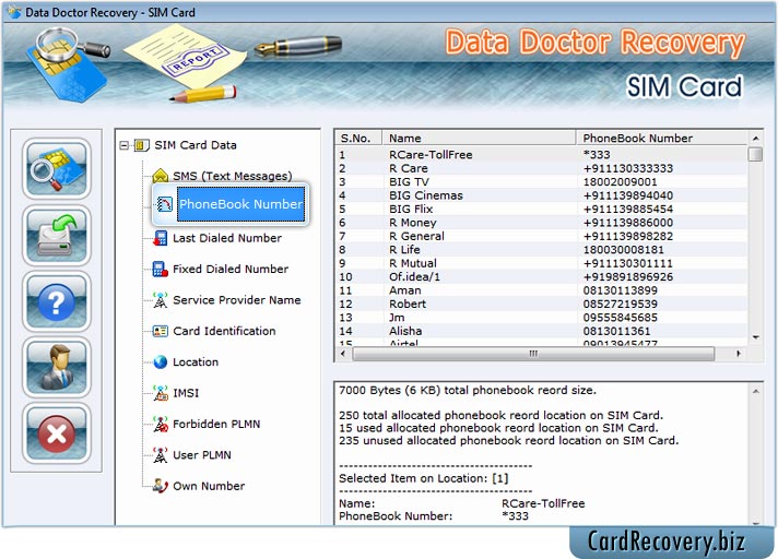 Sim card data retrieval program