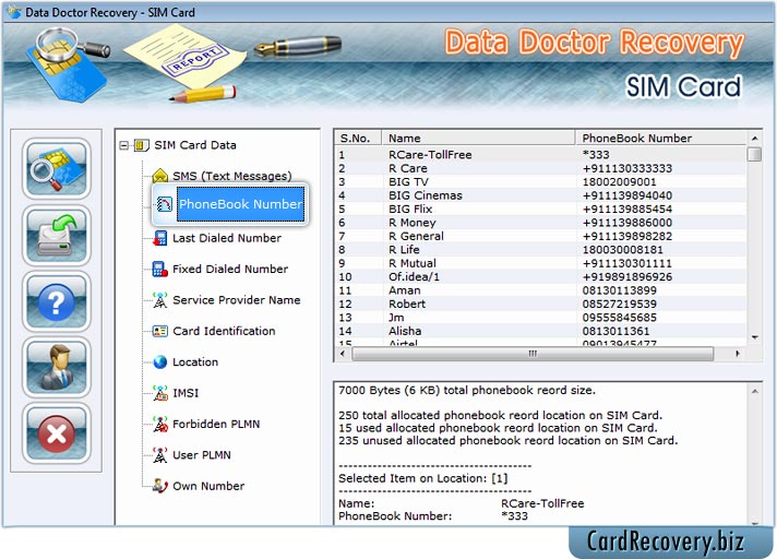 Sim card data retrieval program
